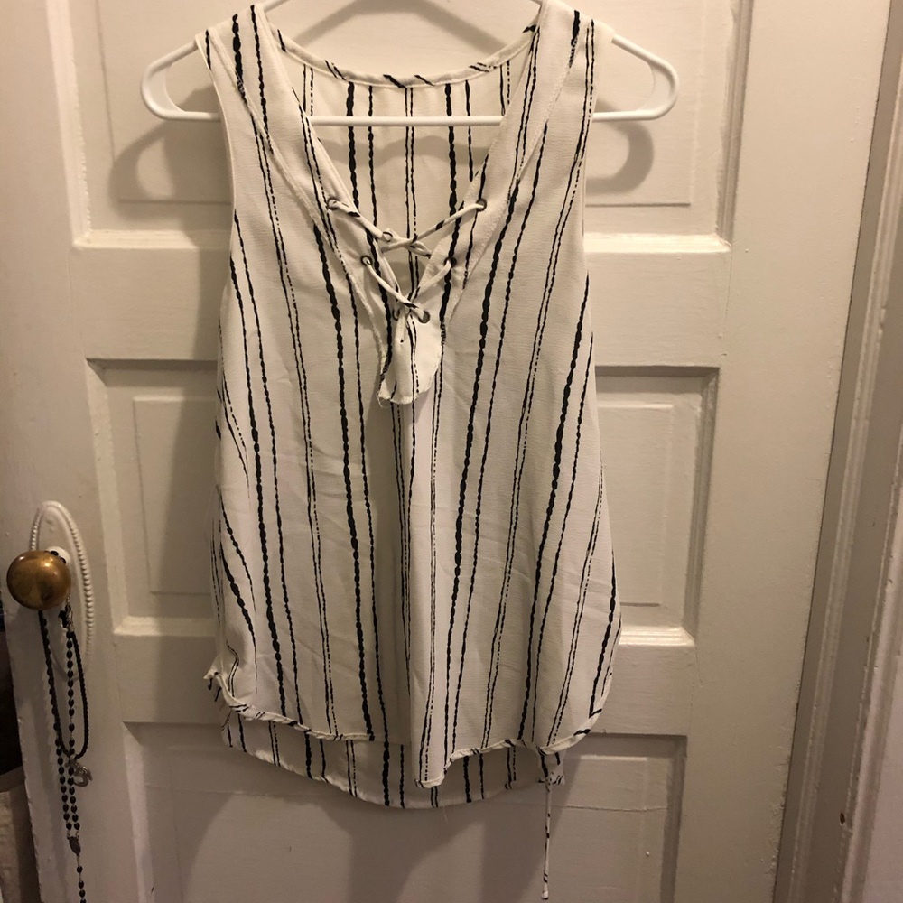 White lace up blouse